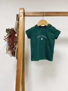 pronta entrega - Camiseta baby manga curta verde Estampa mery christmas off - You Boy Kids