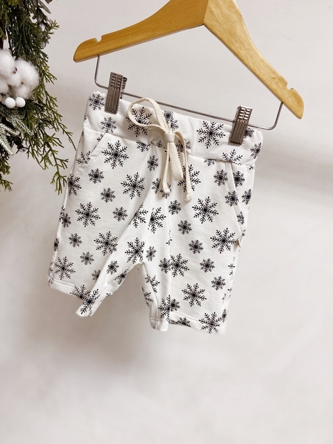 Pronta entrega - Bermuda Jogger kids off flocos de neve preto