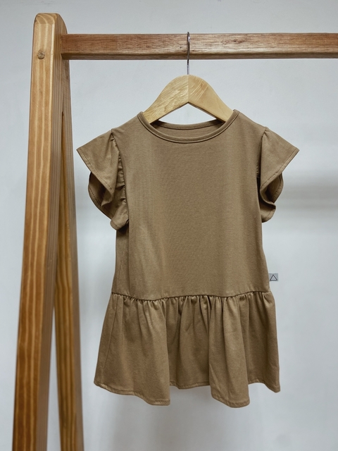 Pronta entrega - Bata babado liso basics avelã