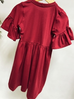 Pronta entrega - Vestido Mullet manga curta babado Marsala - loja online