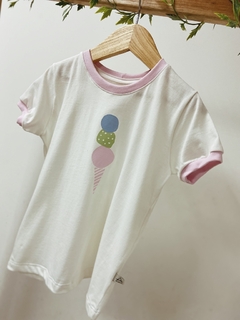 Pronta entrega - Camiseta manga curta off SORVETE three colors detalhe punho manga rosa claro na internet