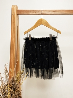 Imagem do Pronta entrega - Saia tule kids preto estampada floral liberty