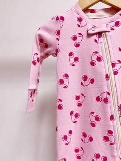 Pronta entrega - Macacão baby zíper canelado sem Pé cherry na internet