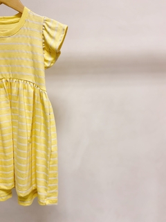 Pronta entrega - Vestido kids Mullet estampado manga babado yellow Stripes - You Boy Kids
