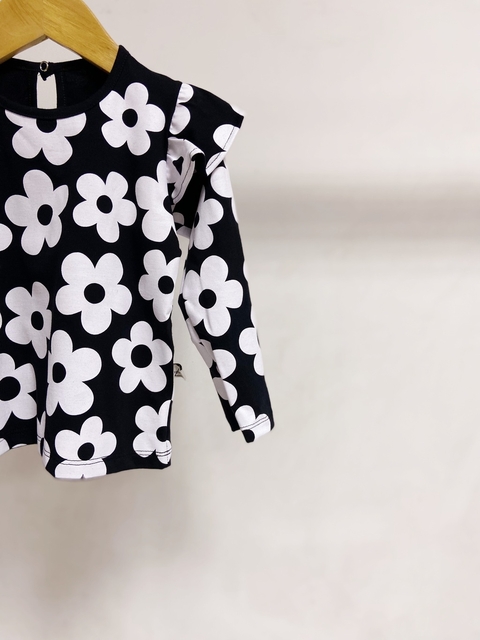 Pronta entrega - blusa manga longa babado flowers
