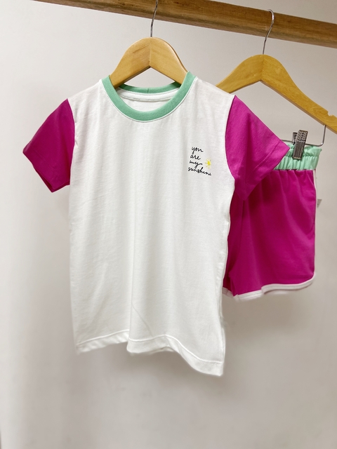 Pronta entrega - Conjunto colors You Are my Sunshine mint, pink e off