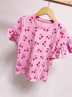 Pronta entrega - blusa manga curta com babado cherry - loja online