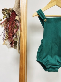 pronta entrega - Romper baby botões madeira natural verde - You Boy Kids