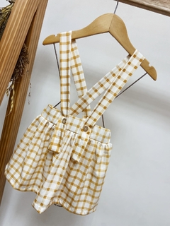 Pronta entrega - Salopete alça xadrez mostarda - comprar online