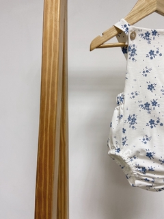 Pronta entrega - Romper baby com botões estampa floral azul vintage - comprar online