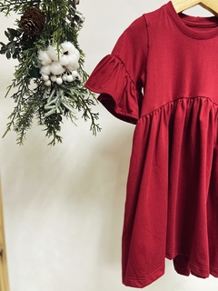 Pronta entrega - Vestido Mullet manga curta babado Marsala - comprar online