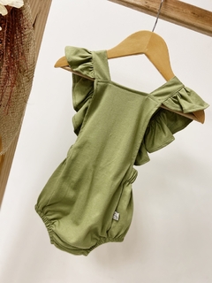 Pronta entrega - Romper baby babado liso oliva