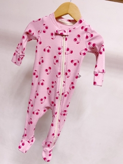 Pronta entrega - Macacão baby zíper canelado com pezinho cherry na internet