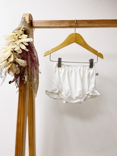 Pronta entrega - Bloomer liso com babado Off detalhe em picueta oliva - loja online