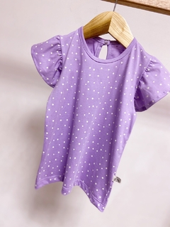 Pronta entrega - Blusa babado detalhe botao perola mini poá