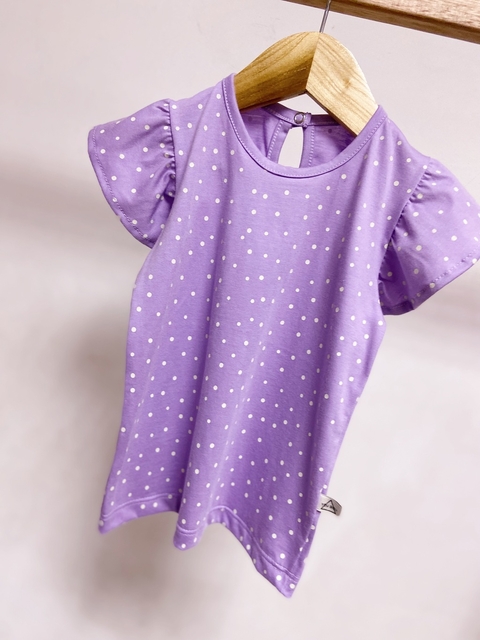 Pronta entrega - Blusa babado detalhe botao perola mini poá