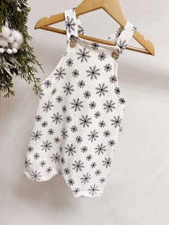 Pronta entrega - jardineira kids off flocos de neve preto - comprar online