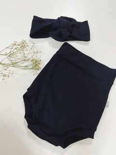 Pronta entrega - Shorts Hotpant com turbante canelado liso basics preto - You Boy Kids