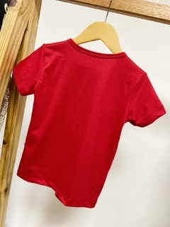 Pronta entrega - Camiseta kids manga curta botões liso basics vermelho - loja online