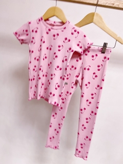 Pronta entrega - conjunto blusa fru-fru + Legging frufru kids canelado cherry na internet