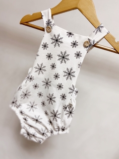 Pronta entrega - Romper baby off com botões flocos de neve em preto - You Boy Kids