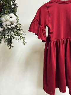 Imagem do Pronta entrega - Vestido Mullet manga curta babado Marsala