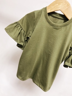Pronta entrega - Blusa Kids manga curta com babado verde cactus - loja online