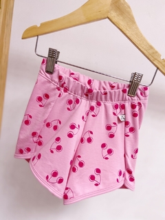 Pronta entrega - Shorts cintura alta moletinho cherry