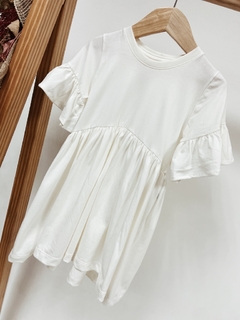 Pronta Entrega - Vestido Mullet kids manga curta com babado liso basics off - loja online