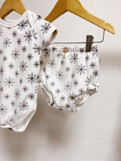 Pronta entrega - conjunto Body manga curta + bloomer botões off flocos neve preto na internet