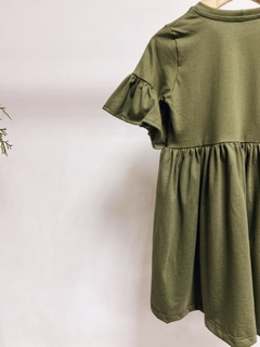 Pronta entrega- Vestido Mullet manga curta babado verde cactus