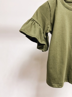 Imagem do Pronta entrega - Blusa Kids manga curta com babado verde cactus