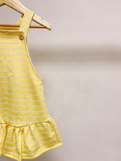 Pronta entrega - Salopete com babado kids yellow Stripes - loja online
