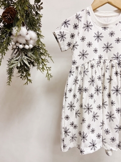 Pronta entrega - Vestido Mullet manga curta off flocos de neve preto na internet