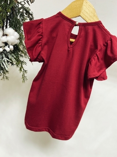 Pronta entrega - Blusa babado botão pérola Marsala - comprar online
