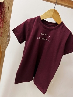 Pronta entrega - Camiseta kids manga curta mery christmas vinho - You Boy Kids