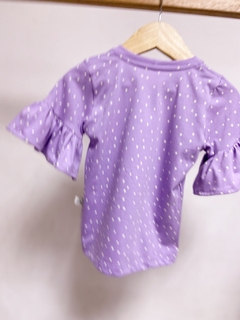 Pronta entrega - blusa manga curta com babado mini poá - loja online