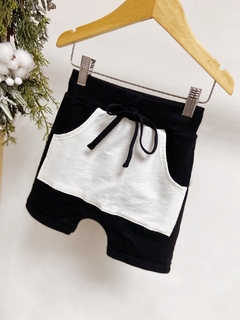 Pronta entrega - Bermuda Saruel kids moletinho preto bolso canguru off na internet