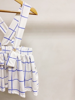 Pronta entrega - Salopete alça kids blue grid na internet