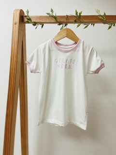 Pronta entrega - Camiseta manga curta off GELATO MOOD. rosa claro detalhe punho manga - You Boy Kids