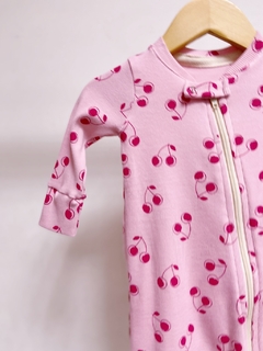 Pronta entrega - Macacão baby zíper canelado com pezinho cherry - You Boy Kids