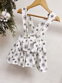 Pronta entrega - Salopete alça kids off flocos de neve preto - loja online