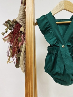 pronta entrega - Romper baby babado liso verde