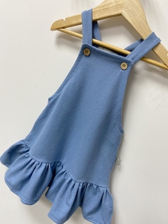 PRONTA ENTREGA - Salopete babado com elastano azul denim - comprar online