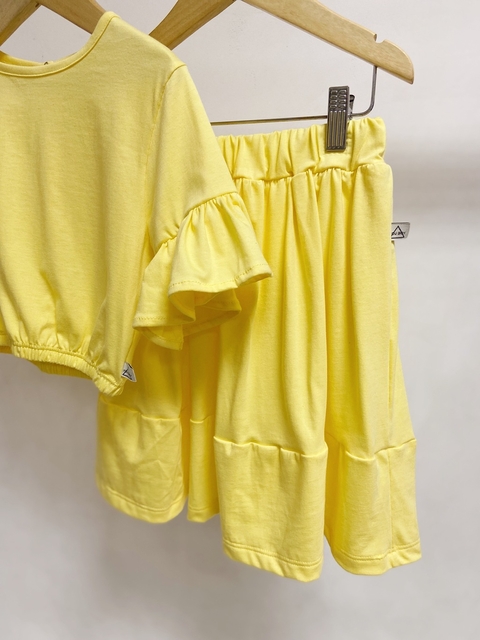 Pronta entrega - conjunto cropped + Saia midi kids babado