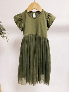 Pronta entrega - Vestido Mullet kids manga babado saia tule verde cactus - You Boy Kids