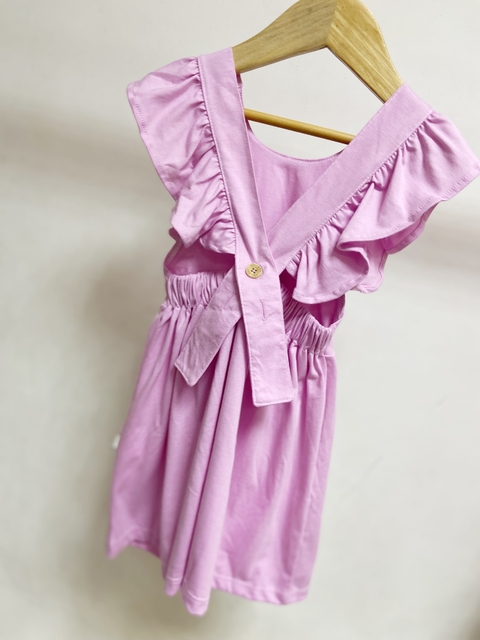 Pronta entrega - Vestido kids liso com babado costas ternura