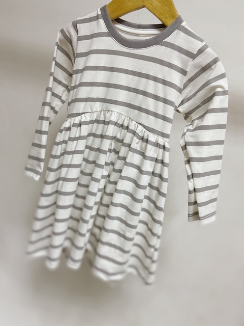 Pronta entrega - Vestido Mullet manga longa listra cinza pedra