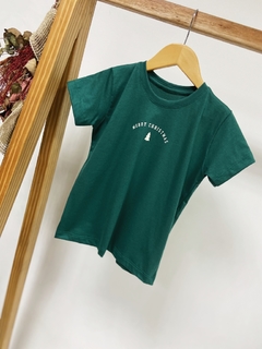 PRONTA ENTREGA - Camiseta kids manga curta Verde estampa mery christmas off na internet
