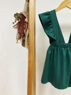 Pronta entrega - Salopete alça babado liso verde na internet